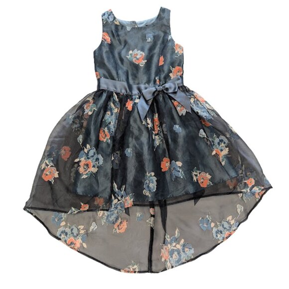 Zunie Girls Floral Satin Dress with Crinoline Underskirt | Size 7 - Picture 1 of 9